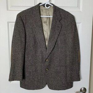 Austin Reed Blazer Mens 42S Tweed Elbow Patches Wool Gray Blue